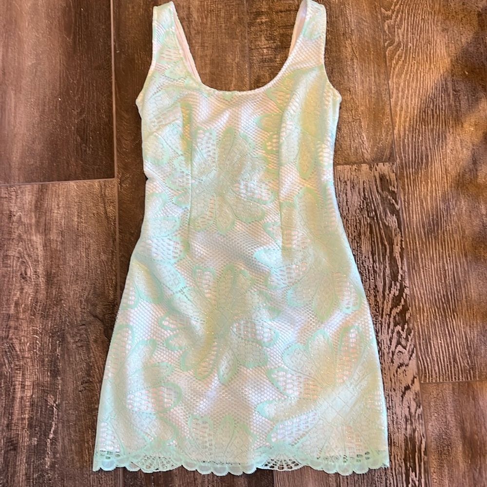 Lilly Pulitzer mint green lace overly mini dress size 0 $60